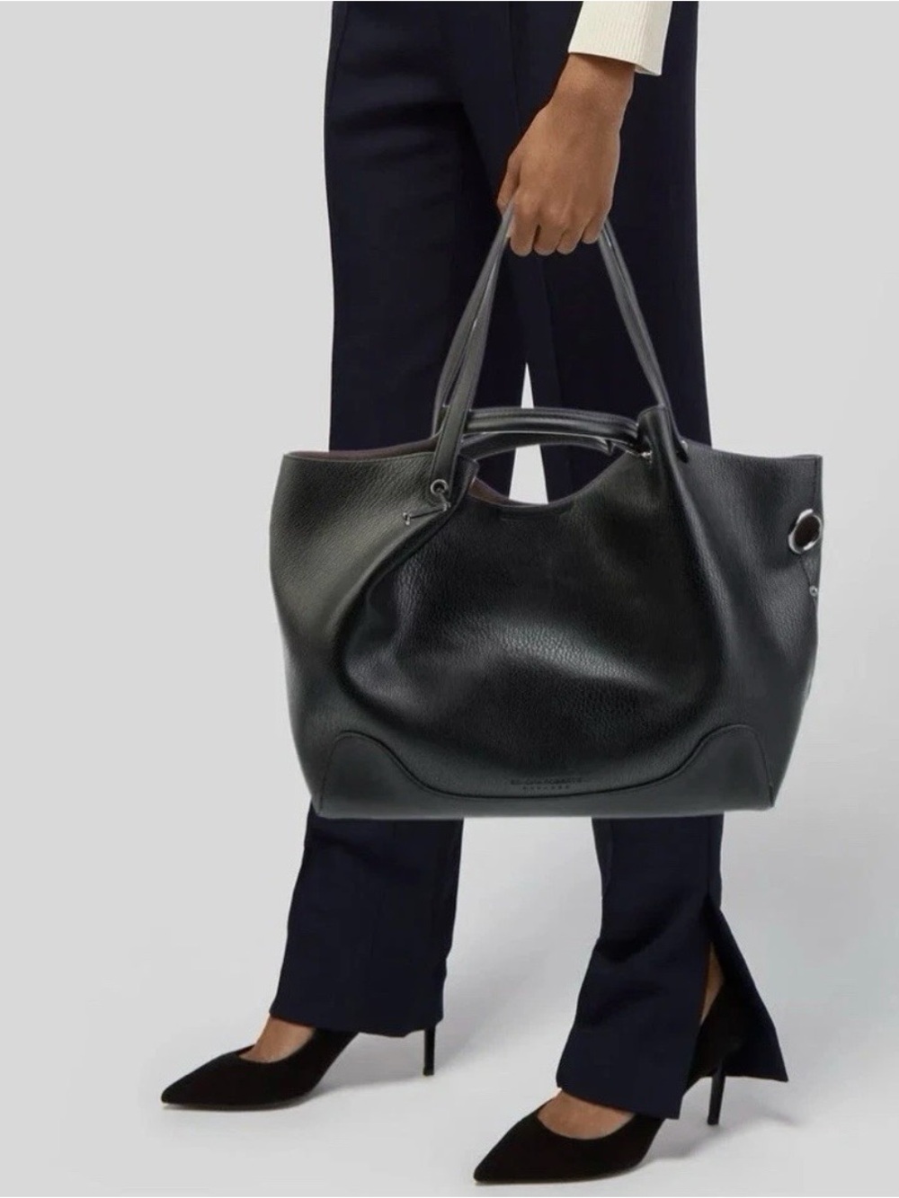 Sondra Roberts Squared Vegan Leather shoulder tote bag carryall black